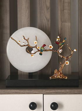 人生如意摆件轻奢高档玉石平安扣客厅玄关酒柜装饰品乔迁新居礼品