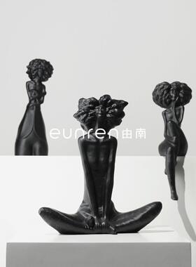 现代中古风抽象人意物视柜摆件客电厅饰小众式艺术家居PPK品装饰