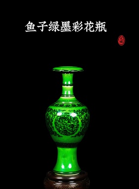 景德镇陶瓷小花瓶绿色葫芦摆件
