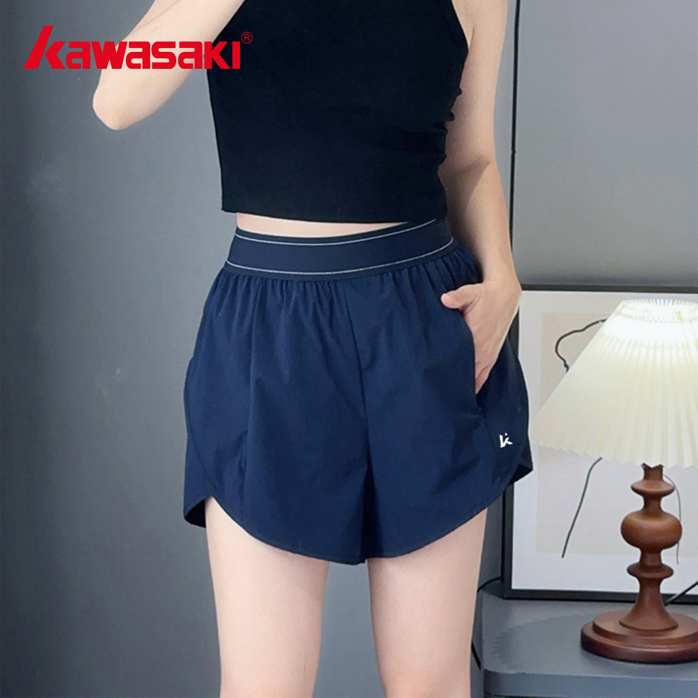 Kawasaki川崎羽毛球女装运动裤吸汗短裤内衬防走光夏季速干健身裤,淘宝优惠券,粉丝福利购,淘宝优惠卷
