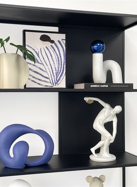 简约现代样板间书柜家居软装饰品仿真花挂画树脂陶瓷工艺品ZH3653