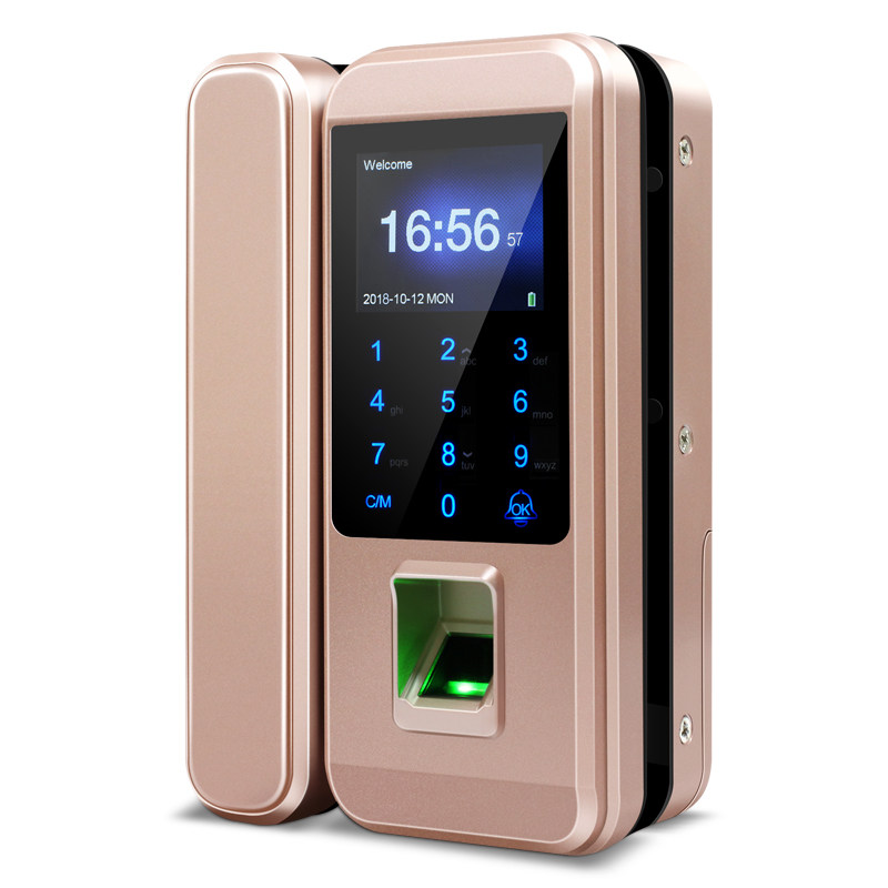 Glass door fingerprint lock with attendance office single and double door hole-free access control lock Intelligent electronic password lock