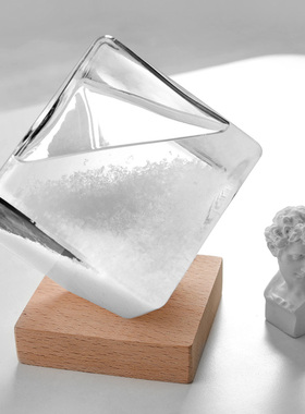 水立方天气预报瓶风暴瓶正方形天气瓶玻璃工艺春节礼新家礼物摆件