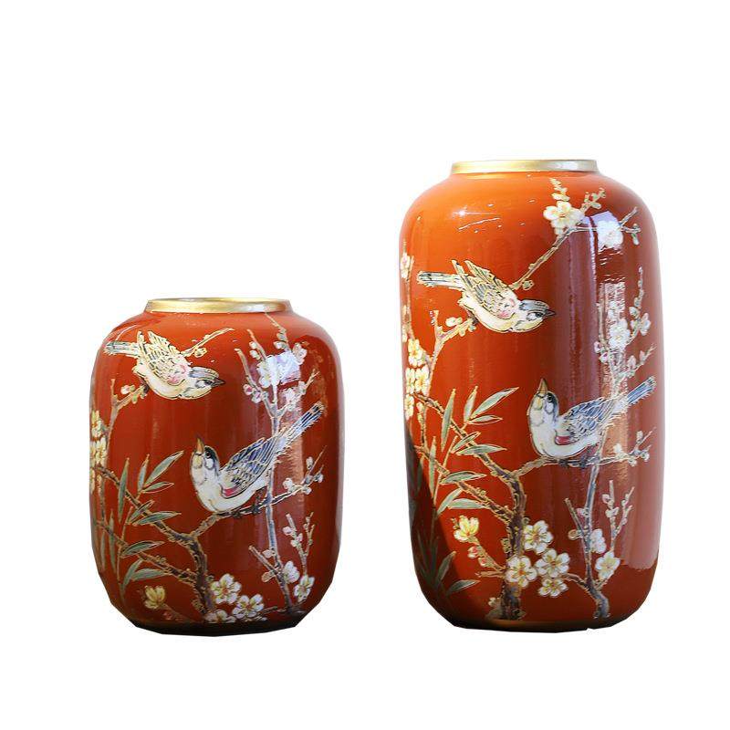 艺术感陶瓷花瓶客厅摆件新中式高级插花瓶乔迁新居布置装饰红色,淘宝优惠券,粉丝福利购,淘宝优惠卷