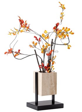 新中式云石系列装饰摆件样板间客厅洽谈桌茶室大理石花器托盘摆设