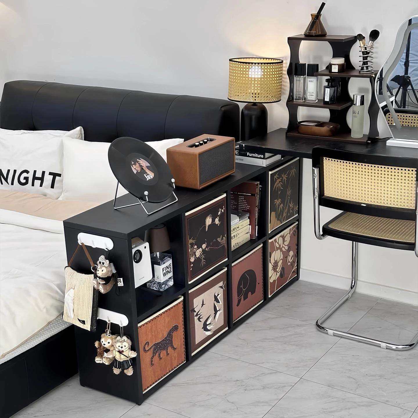 书柜置物柜落地客厅收纳柜格子柜大容量组合矮柜中古风靠墙储物柜,淘宝优惠券,粉丝福利购,淘宝优惠卷