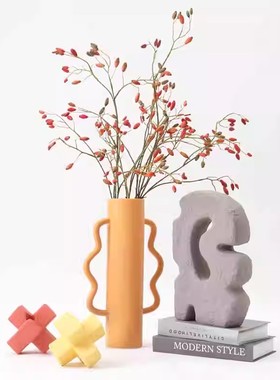 新中式环型陶瓷花器摆件酒店会所样品屋展示中心样板间客厅花瓶装