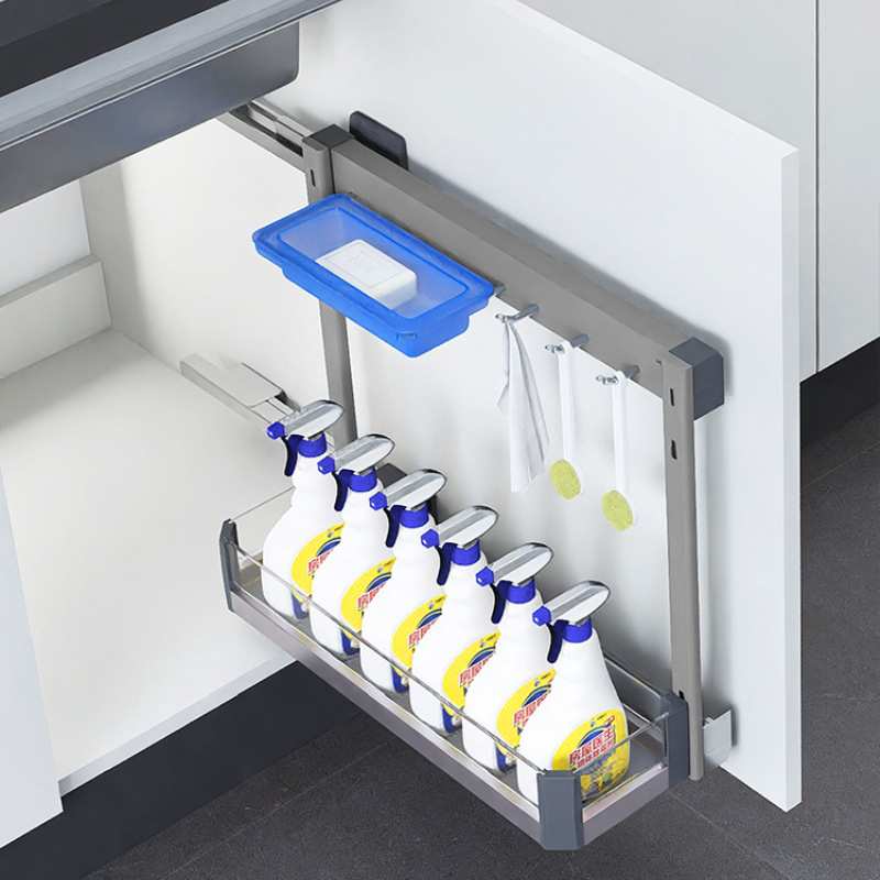 Home kitchen cabinet drawer-type side-mounted pull basket sanitary ware supplies storage cabinet under the sink storage rack