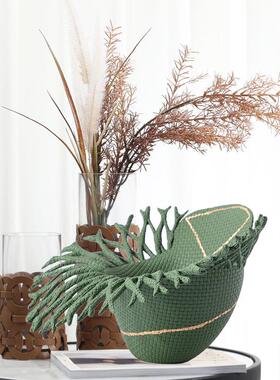 ES-A6319轻皮革咖啡壶绿色餐托盘软装品样板间民宿奢客厅厅厨房道