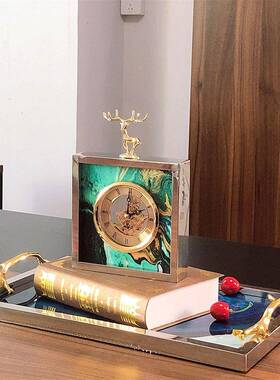 欧式厅时档钟摆件不锈钢奢高摆设卧室静音YFZ轻简约现代创意座客