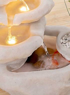 办公室客厅桌面假山循环水小型高山流水景观招财喷泉摆件店铺开业