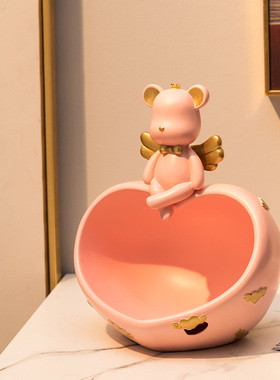 熊进门托盘钥匙轻奢收纳小摆件客厅玄关电视柜家居装饰品结婚礼物