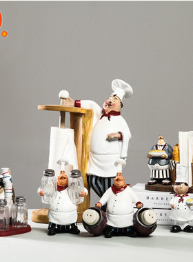 欧式创意厨师摆件家居西餐厅酒柜吧台个性装饰品红酒架蛋糕店摆设