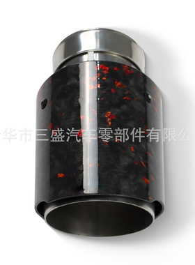 新款锻造纹跨境碳纤维红色金箔不锈钢汽车通用改装汽车排气管尾喉