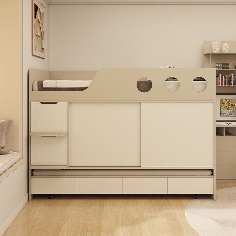 儿童半高床小户型子母床上下床柜一体姐弟互不打扰床多功能储物床,淘宝优惠券,粉丝福利购,淘宝优惠卷