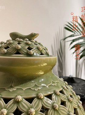 招财陶瓷摆件新中式瓷瓶别墅办公室桌面装饰品乔迁开业送领导礼品