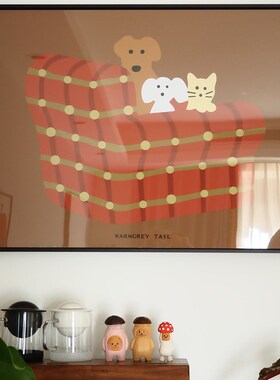双子商店 可爱温馨小狗小猫沙发装饰画 客厅卧室卡通壁挂