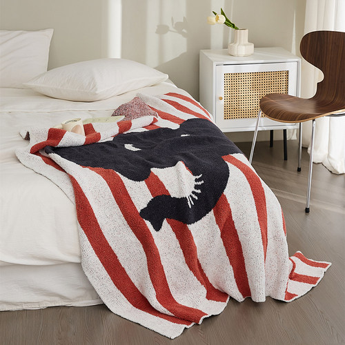 大象软软绵绵针织盖毯 沙发毛线编织毯子床尾装饰毛毯 躺椅午睡毯 - 图2