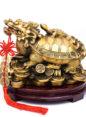 铜龙龟摆件八卦金钱龟铜母子龙头龟元宝如意龟家居办公室客厅装饰