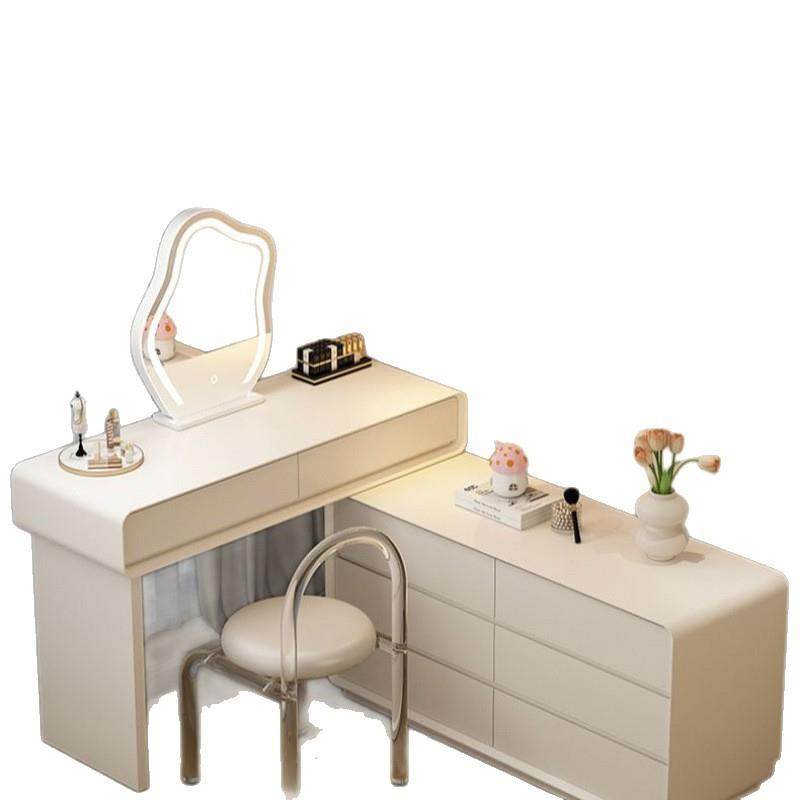 实木梳妆台斗柜一体钢琴烤漆奶油风现代简约转角梳妆台,淘宝优惠券,粉丝福利购,淘宝优惠卷