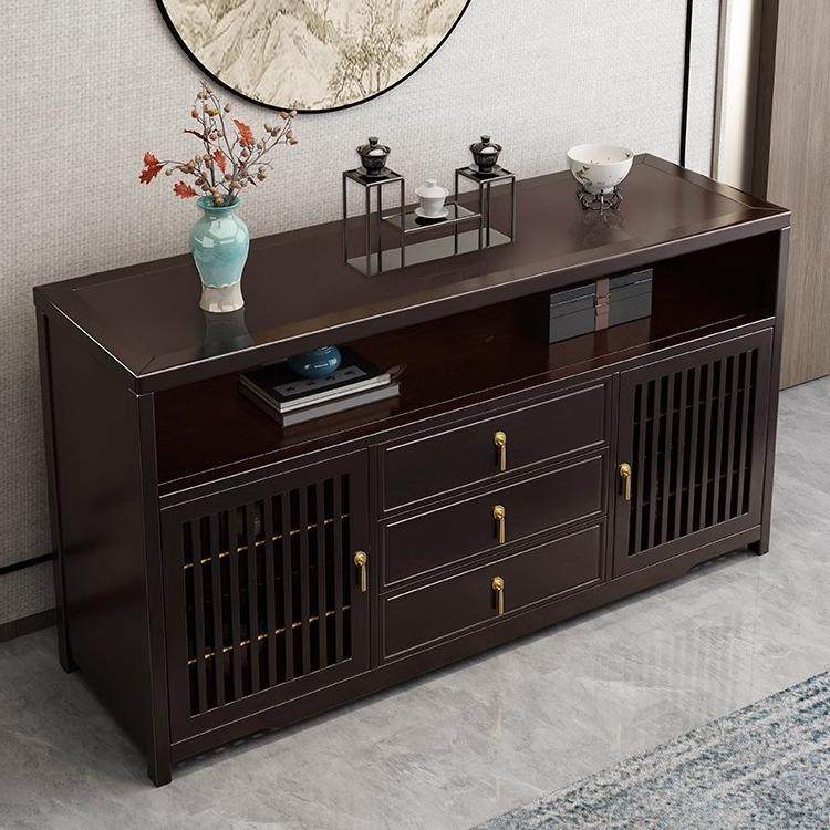 橡胶木新中式实木岩板餐边柜餐厅两门储物柜子客厅玄关柜靠墙柜子,淘宝优惠券,粉丝福利购,淘宝优惠卷