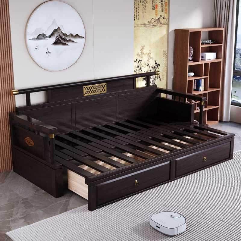 新中式拉床罗汉床实木古典禅意乌金木沙发拉床现代简约办公室客厅,淘宝优惠券,粉丝福利购,淘宝优惠卷