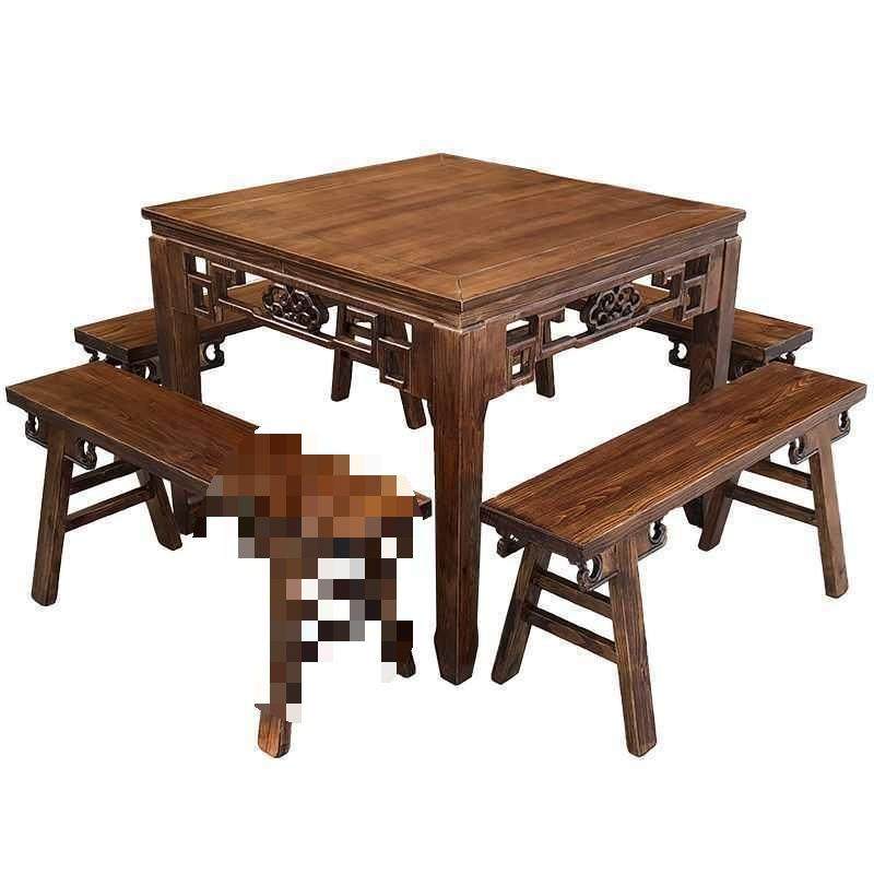 实木餐桌椅组合家用八仙桌仿古四方桌餐厅饭馆商用正方形餐桌,淘宝优惠券,粉丝福利购,淘宝优惠卷