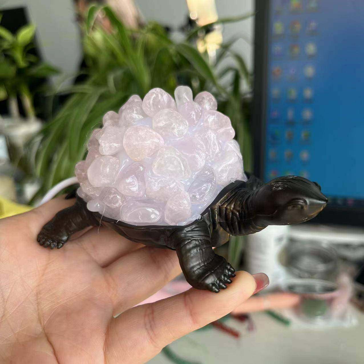 天然水晶原石乌龟摆件USB接口居家卧室床头氛围小夜灯装饰摆件,淘宝优惠券,粉丝福利购,淘宝优惠卷