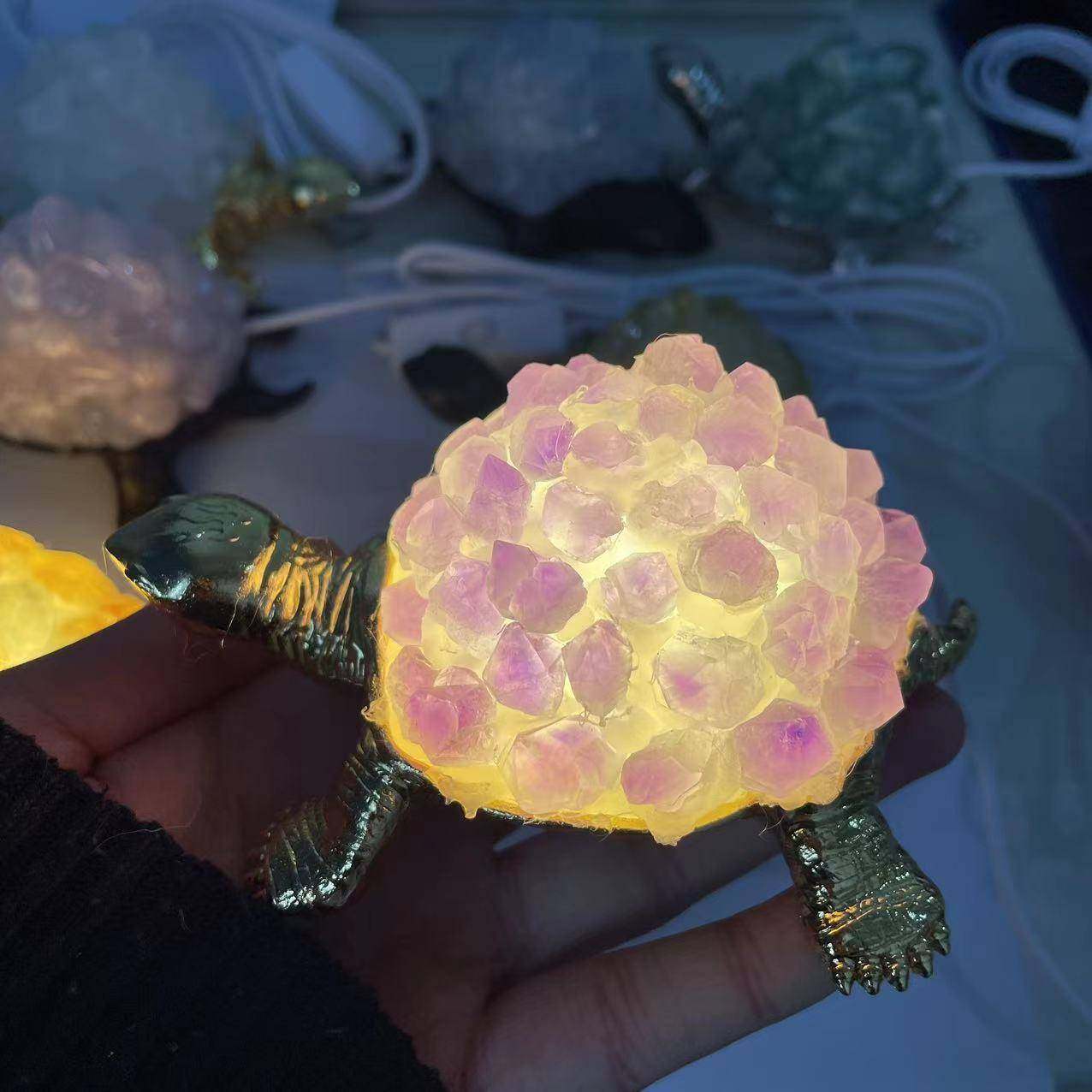 天然水晶原石乌龟摆件USB接口居家卧室床头氛围小夜灯装饰摆件,淘宝优惠券,粉丝福利购,淘宝优惠卷