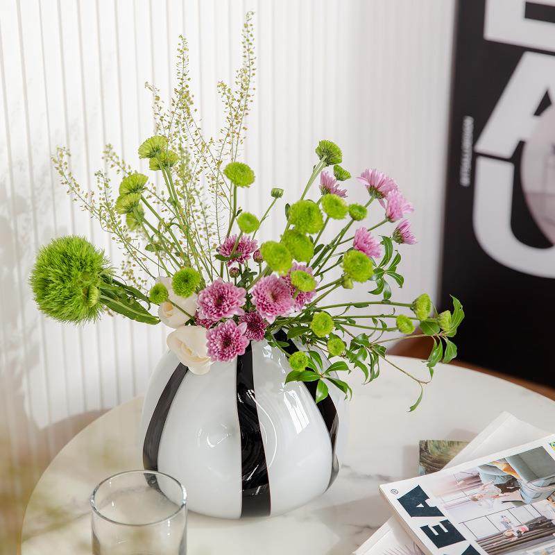 视远工艺品复古条纹玻璃花瓶胖乎乎奶罐子轻奢客厅家居装饰摆件,淘宝优惠券,粉丝福利购,淘宝优惠卷