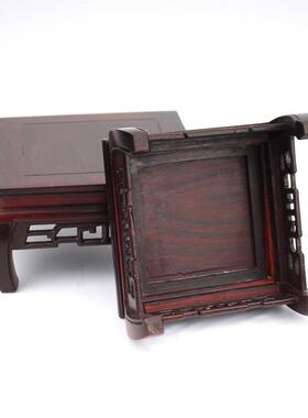 红酸枝花红正方抱脚台木托VYW木瓶花形盆景玉石佛像底座实木质几