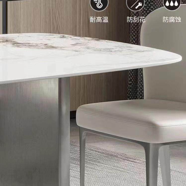 意式轻奢岩板餐桌椅高端亮光现代简约组合家用小户型餐厅长方形,淘宝优惠券,粉丝福利购,淘宝优惠卷