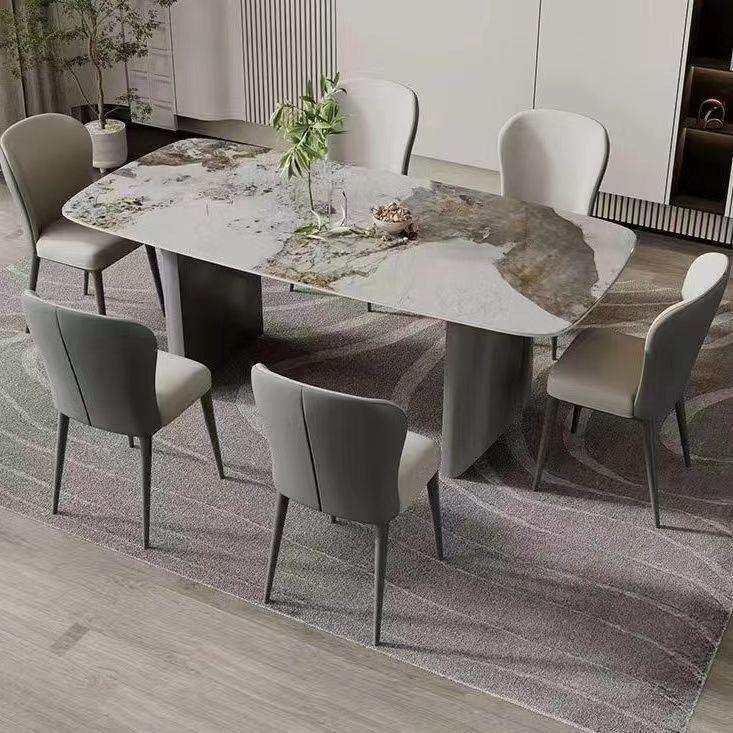 意式轻奢岩板餐桌椅高端亮光现代简约组合家用小户型餐厅长方形,淘宝优惠券,粉丝福利购,淘宝优惠卷