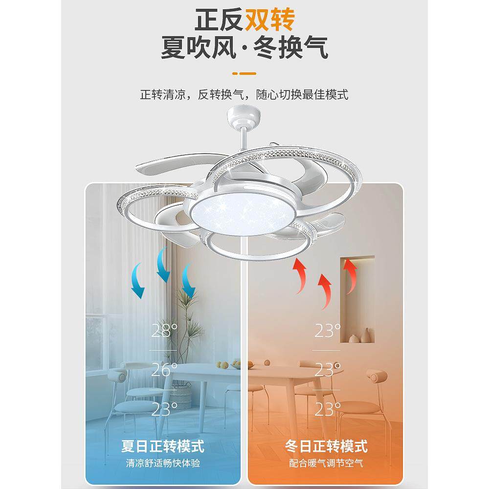 2023年新款家用现代简约餐厅电扇吊灯一体客厅风扇吸顶灯智能调光,淘宝优惠券,粉丝福利购,淘宝优惠卷