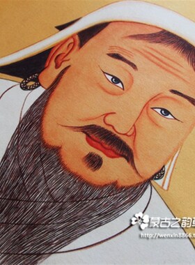 成吉思汗像对联羊毛毡画蒙古族彩蒙古包饭店餐厅挂画装饰画工艺品