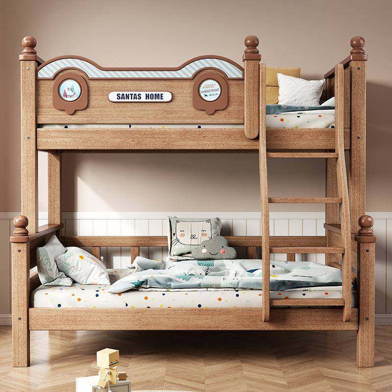 子母床橡胶木卡通上下铺挂梯床全实木高低床儿童床高低木床,淘宝优惠券,粉丝福利购,淘宝优惠卷