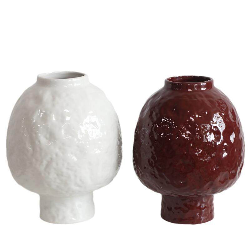 红色陶瓷手作花器日式花瓶家居装饰摆件客厅小众民宿茶室插花新中,淘宝优惠券,粉丝福利购,淘宝优惠卷