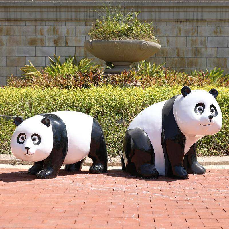 卡通熊猫摆件户外玻璃钢动物雕塑园林景观公园绿地庭院熊猫装饰品,淘宝优惠券,粉丝福利购,淘宝优惠卷