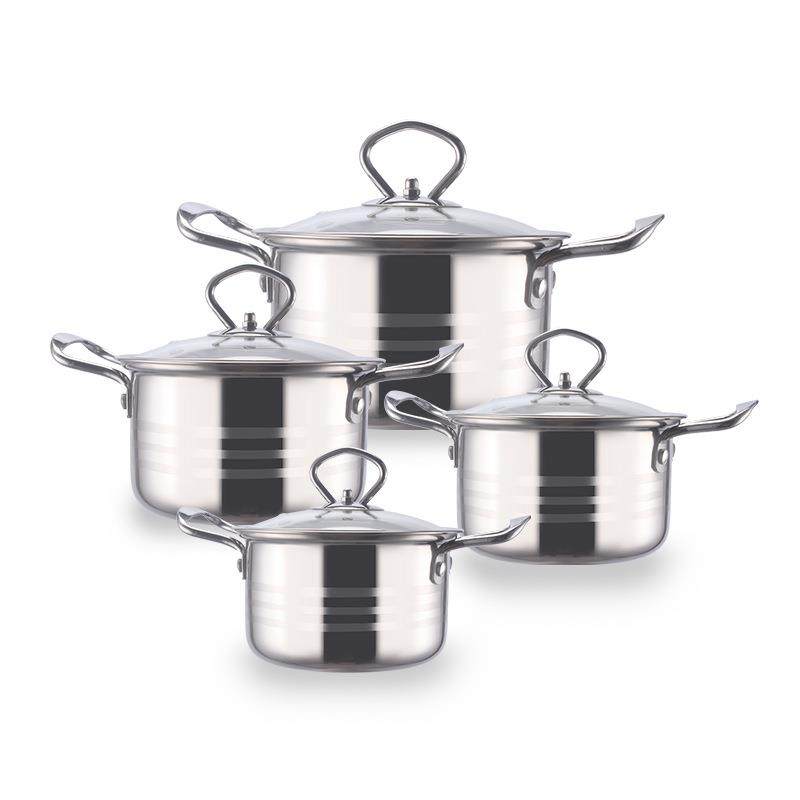 RF无磁银彩4件套锅钢把实心手柄单底汤锅出口套装不锈钢锅具,淘宝优惠券,粉丝福利购,淘宝优惠卷