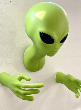 搞怪绿色外星人3D立体墙壁装饰品