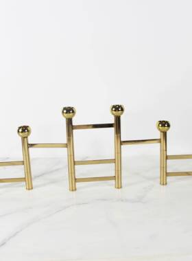 创意金6098北银色折饰叠金软属多头蜡烛台欧现代摆件样板间装品