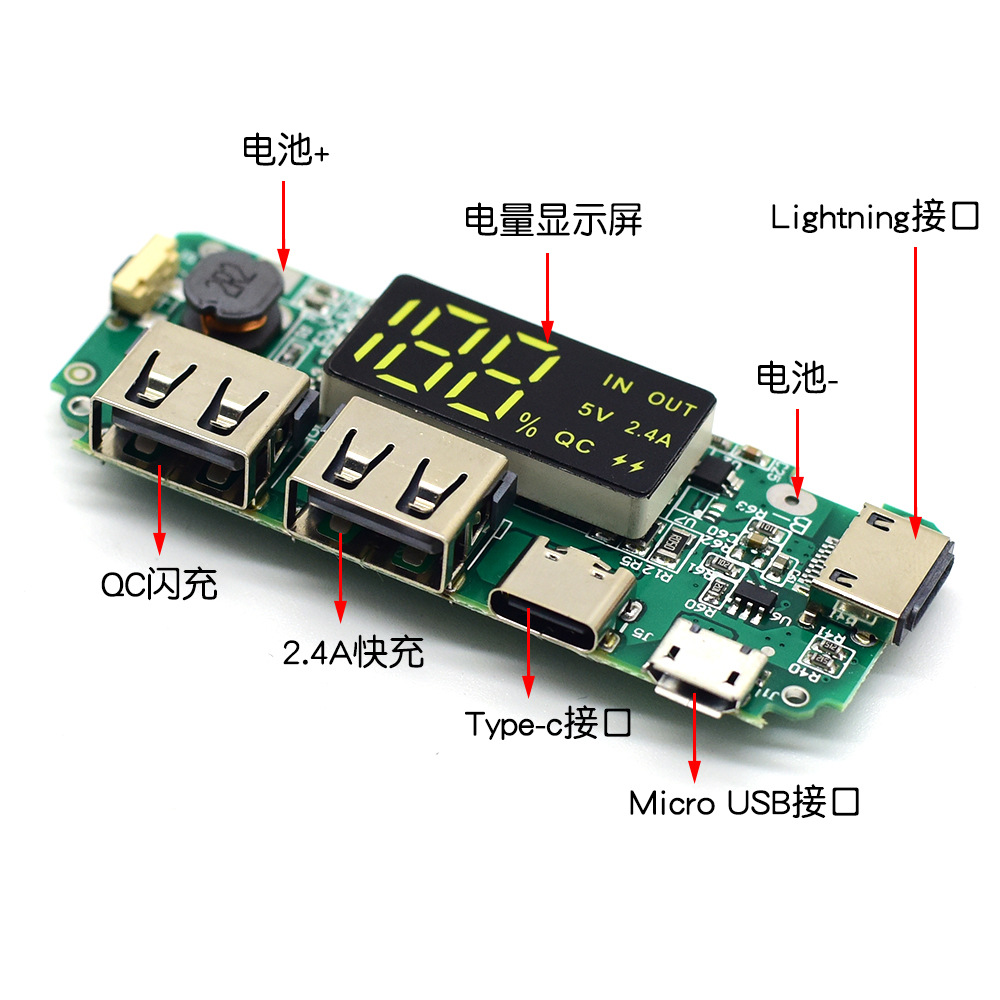 CA-524A 升压DIY18650锂电池数显双USB输出充电板主板充电宝模块 - 图1