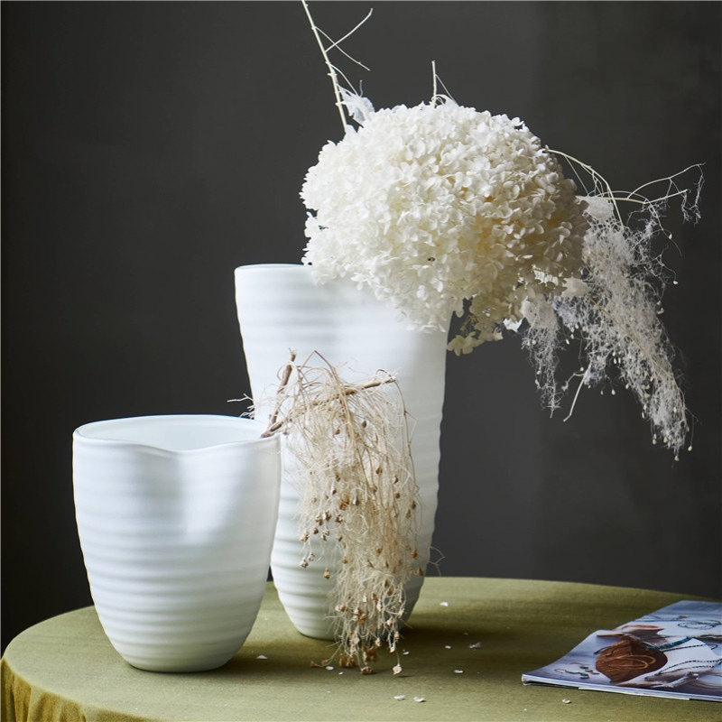 创意大口手工哑光直筒玻璃透明花瓶居家客厅电视柜酒店软装装饰瓶 - 图2