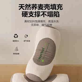 【枕靠两用】德国荞麦枕头护颈椎助睡眠单人一只装枕芯一对圆柱牵引腰椎枕专用实付18.9元到手包邮
