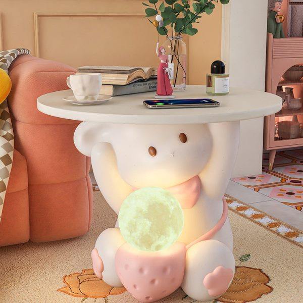 奶油风兔子床头柜落地灯一体边几客厅卧室沙发旁边茶几置物台摆件,淘宝优惠券,粉丝福利购,淘宝优惠卷