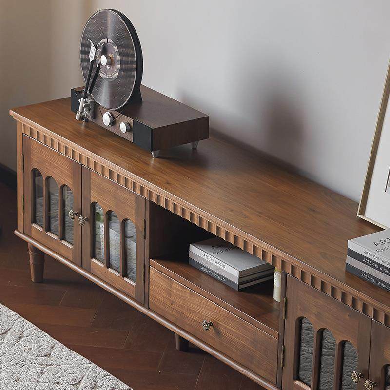 北美黑胡桃木全实木美式电视柜樱桃木原木复古客厅玻璃储物电视柜,淘宝优惠券,粉丝福利购,淘宝优惠卷