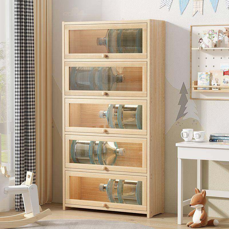 松木书柜上翻透明门学生书籍收纳柜多层落地实木书架子玩具收新款,淘宝优惠券,粉丝福利购,淘宝优惠卷