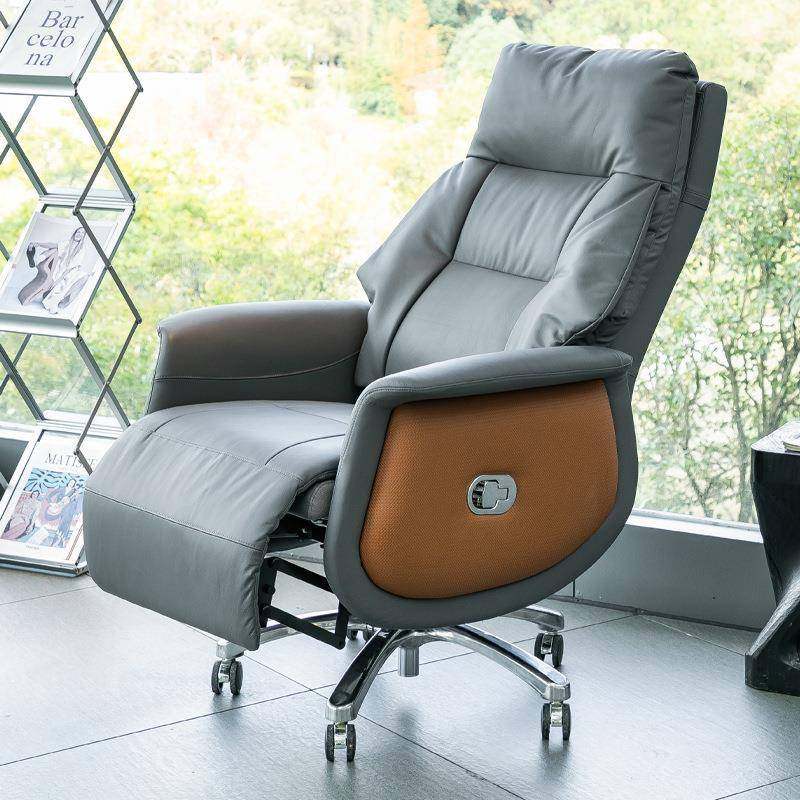 真皮老板椅舒适久坐电脑椅家用商务书房大班椅电动按摩办公椅,淘宝优惠券,粉丝福利购,淘宝优惠卷