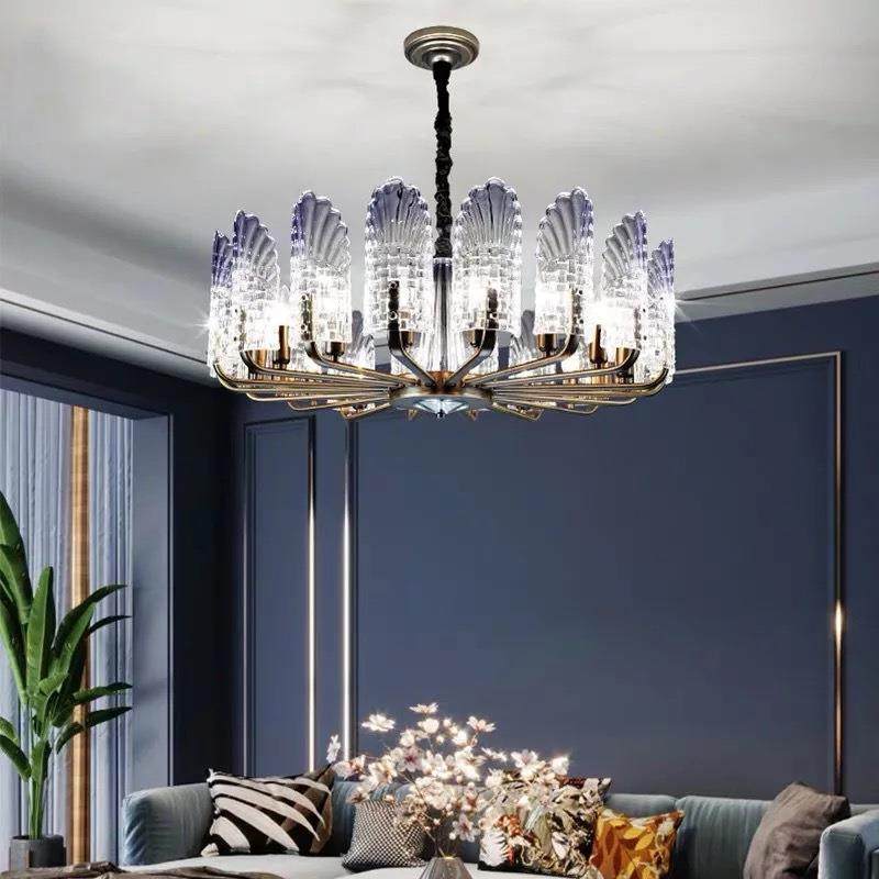 北欧轻奢后现代吊灯创意孔雀羽水晶吊灯大气港式别墅客厅餐厅灯饰,淘宝优惠券,粉丝福利购,淘宝优惠卷