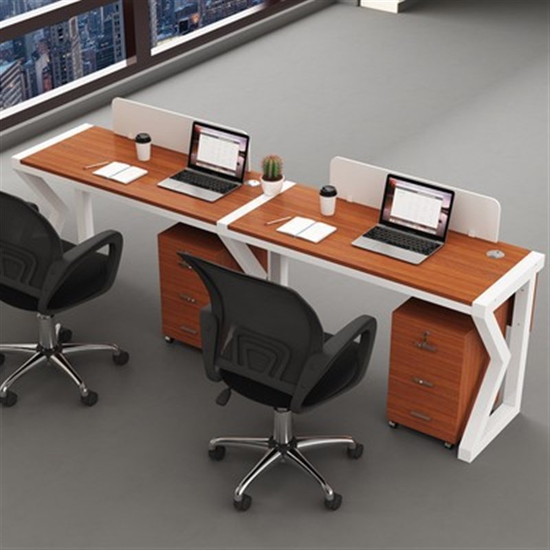 职员办公桌并排单人2人3人多人位单排横排屏风电脑工作桌带挡板 - 图3